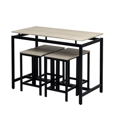 NicBex 5-Piece Bar Table Set with 4 Bar Stools,Modern Industrial Counter Height Table and 4 Upholstered Chairs for Small Spaces,Dining Room