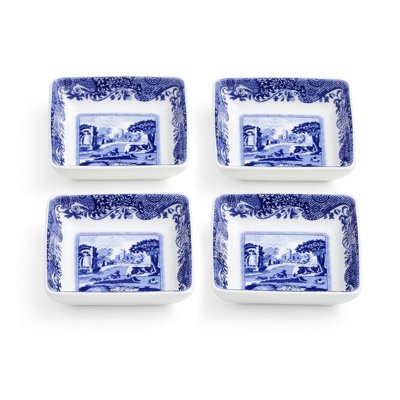 Spode Blue Italian Square Dishes Set of 4, 4 of 8
