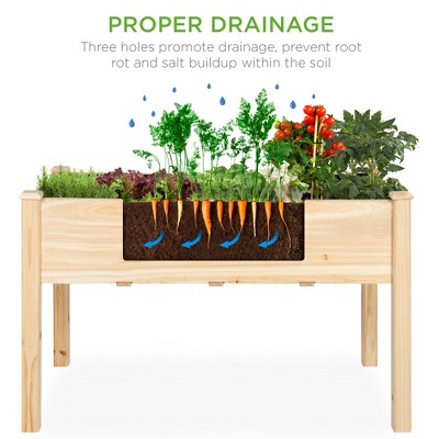 Natural Fir Wood Elevated Garden Planter with Liner, 48"