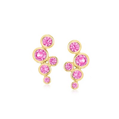 Pure Collection by Ross-Simons 0.90 ct. t.w. Lab-Grown Pink Sapphire Bubble Earrings in 18kt Gold Vermeil