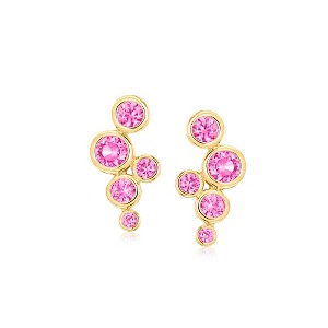 Pure Collection by Ross-Simons 0.90 ct. t.w. Lab-Grown Pink Sapphire Bubble Earrings in 18kt Gold Vermeil - 1 of 4
