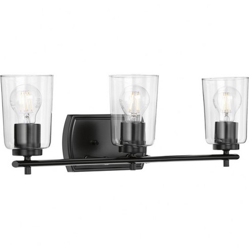 Progress Lighting Adley 3 - Light Sconce , Black With Clear Glass Shade ...