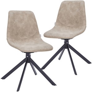 LeisureMod Leather Dining Chair with 360-Degree Swivel And Powder-Coated Iron Legs - 1 of 4