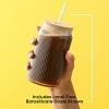 Fluted Glass Tumblers with Bamboo Lids and Straws - 16 oz - Set of 4 - 3 of 4