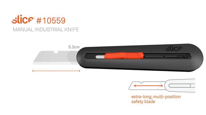 Slice 10559 Manual Industrial Knife | Ideal for Cutting Thick Materials Up To 76mm | Finger-Friendly Safety Blade, 2 of 9, play video