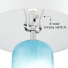 360 Lighting Nimbus Modern Accent Table Lamp 22" High Blue Art Glass with LED Nightlight White Drum Shade for Bedroom Living Room Bedside Office Kids - 3 of 4