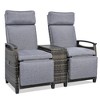 YOOCOZZ Outdoor Recliner Loveseat - Adjustable Wicker Chair with Storage Table - 2 of 4