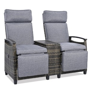 Infurnic Patio Accent Chairs, All Weather Outdoor Patio Chairs High Back Couch with Premium Cushions for Garden Backyard, Gray, 47.6"*23.6"*46.1" - 1 of 4