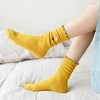 Anna-Kaci Women's 4 Pairs Ribbed Knit Socks with Daisy Embroidery Lettuce Edge Cuffs Soft Stretch Fabric - 2 of 4