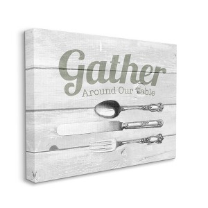 Stupell Industries Gather Silverware Kitchen Wood Texture Word Design - 1 of 4