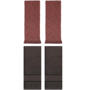 REGALWOVEN 4 Pcs Bathroom Decorative Cotton Soft Absorbent Sold Striped Hand Towel - 1 of 4