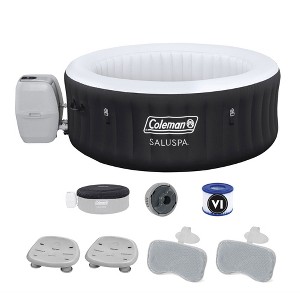Bestway Coleman Miami AirJet Inflatable Hot Tub with EnergySense Cover, 2-Pack of SaluSpa Spa Seat and 2 Sets of SaluSpa Padded Headrest Pillows - 1 of 4