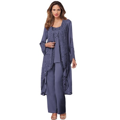 Roaman's Women's Plus Size Petite Beaded Pant Set