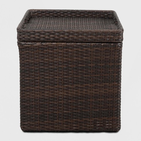 Wicker Storage Patio Accent Table Brown Threshold Target