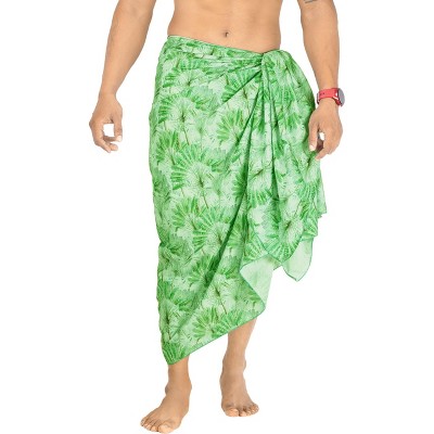 HAPPY BAY Men's Sarong Cover Up Wraps Swim Beach One Size Leaves Green