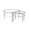 2 Piece Nested Metal & Glass Coffee Table in Satin Nickel and Gray - Henn&Hart - 3 of 4