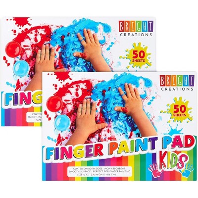 Bright Creations 2 Pack Finger Painting Paper Pad for Kids Arts and Crafts, 50 Sheets (17 x 12 in)