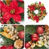 GAOMON 24 Inch Christmas Wreath with Lights, Pre-Lit Xmas Wreath with Red & Gold Berries Ball Ornaments Artificial Flower Leaves - 3 of 4