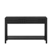 HDZNVF Modern Ash Veneer Console Table, Classic Striped Design, with 2 Drawers & Open Shelf, Black - 4 of 4