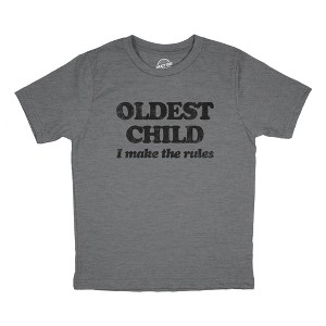 Youth Oldest Child I Make The Rules T Shirt Funny Sarcastic Sibling Novelty Tee For Kids - Crazy Dog Youth T Shirt - 1 of 4