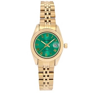 Peugeot Women's Gold-Tone 25mm Fluted Bezel Steel Bracelet Watch with Green Dial - 1 of 4