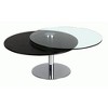Chintaly Imports,Contemporary Dual Round Top Motion Cocktail Table Glass & Solid Wood Top - 3 of 4