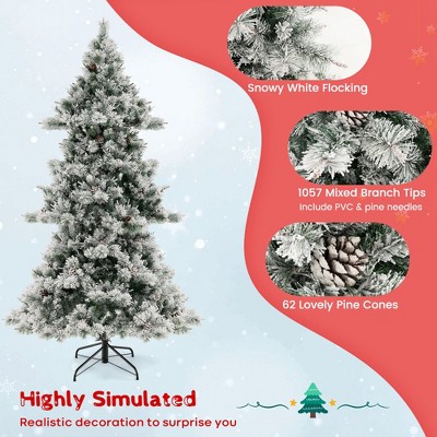7-Foot Snow Flocked Christmas Tree with Warm LED Lights
