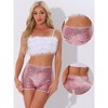 INSPIRE CHIC Women's Mid Rise Solid Sparkle Sequin Zipper Shorts - 2 of 4