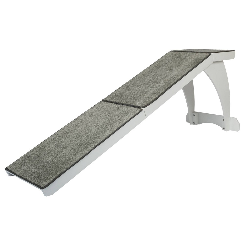 PetSafe CozyUp Bed Ramp - Durable Wooden Frame Supports up to 120 lb - Furniture Grade Wood Pet Ramp with White Finish - High-Traction Carpet Surface - Great for Older Dogs and Cats (B07V1ZX6J8)