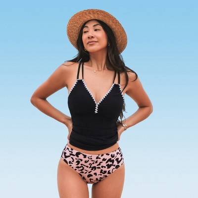 Women's Plum Shell Stitch Tankini Top & Mid-Rise Bottoms Swimwear Set - Cupshe