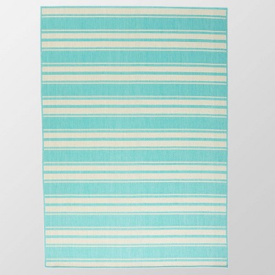 5'3" x 7' Nador Outdoor Rug Teal/Ivory - Christopher Knight Home: Modern Loomed Polypropylene, Water-Resistant