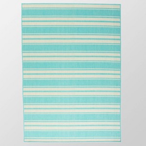 5'3" x 7' Nador Outdoor Rug Teal/Ivory - Christopher Knight Home: Modern Loomed Polypropylene, Water-Resistant - 1 of 4