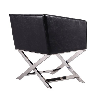 Hollywood Black Faux Leather and Metal Director's Accent Chair