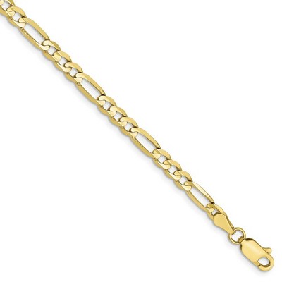 Black Bow Jewelry 4mm, 10k Yellow Gold, Concave Figaro Chain Bracelet