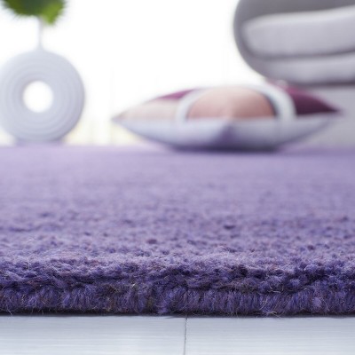 Handmade Purple Wool Round Area Rug, 4' Diameter