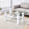NicBex Stylish Double-Layered Transparent Tempered Glass Coffee Table,Rectangular Tea Table,Wooden Center Table for Living Room - 3 of 4