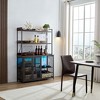 Resenkos Kitchen Coffee Bar Cabinet, Glass & Mug Holder, LED Display Lighting, Spacious Storage Brown - 2 of 4