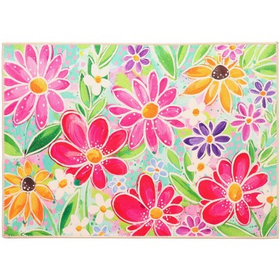 Olivia’s Home Crystal Floral Garden Doormat – Colorful Indoor/Outdoor Coir Entry Mat, 22" x 32", Nature-Inspired Floral Accent Rug