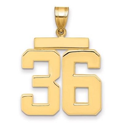 Black Bow Jewelry 14k Yellow Gold, Athletic Collection, Large Polished Number 36 Pendant