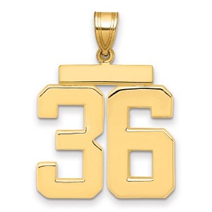 Black Bow Jewelry 14k Yellow Gold, Athletic Collection, Large Polished Number 36 Pendant - 1 of 3