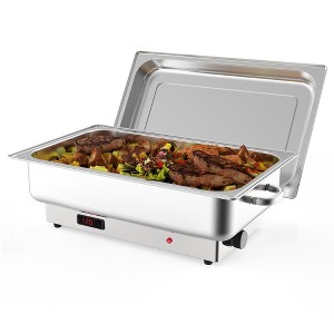 9QT Electric Chafing Dish Buffet Set, Stainless Steel Food Server with Temperature Control Display for Parties, Catering, and Festivals. - 1 of 4