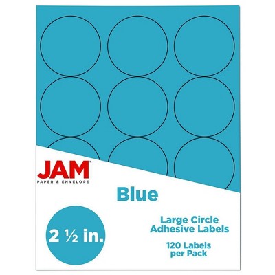 JAM Paper Circle Sticker Seals 1 2/3" 120ct - Bright Blue