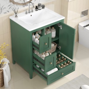 TIRAMISUBEST 24-Inch Small Bathroom Vanity with Top Set, Storage Cabinet with Adjustable Shelf & Removable Dividers - 1 of 4