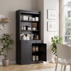 Coolmee 5 Tier Bookshelf, 70 Inch Tall Bookcase with 2 Doors and 1 Drawer, Modern Pantry Sideboard with Adjustable Shelf for Home Office - 2 of 4