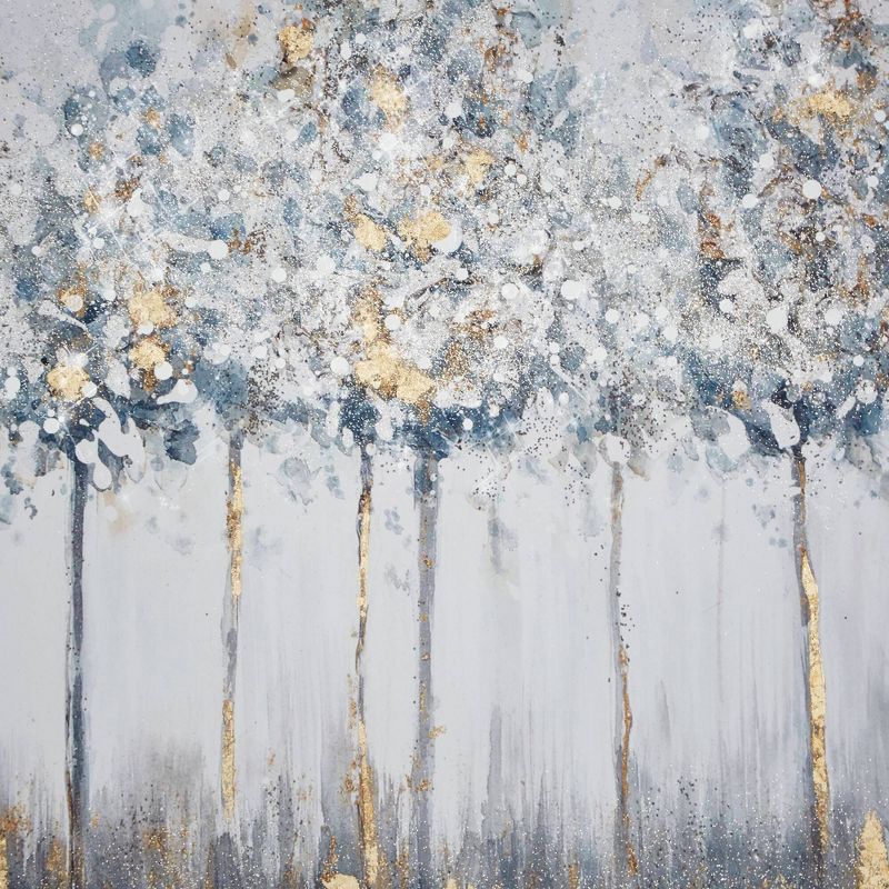 (Set of 3) 27&#34; Height Midst Forest Printed Canvas with Gold Foil Blue, 5 of 8