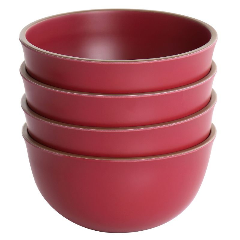 Gibson Home Rockabye 4 Piece Melamine Cereal Bowl Set in Dark Pink, 2 of 8