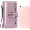 Hachikiko Leather RFID Blocking Wristlet Wallet - Large Capacity Credit Card Holder with 24 Card Slots & ID Windows - 2 of 4
