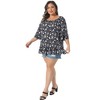 Women's Plus Size Floral Off Shoulder Half Sleeve Crew Neck Ruffle Tiered Vacation Summer Blouse - Agnes Orinda - 3 of 4