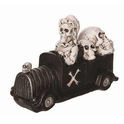 Transpac Resin Black Halloween Skeleton Driver Figurine