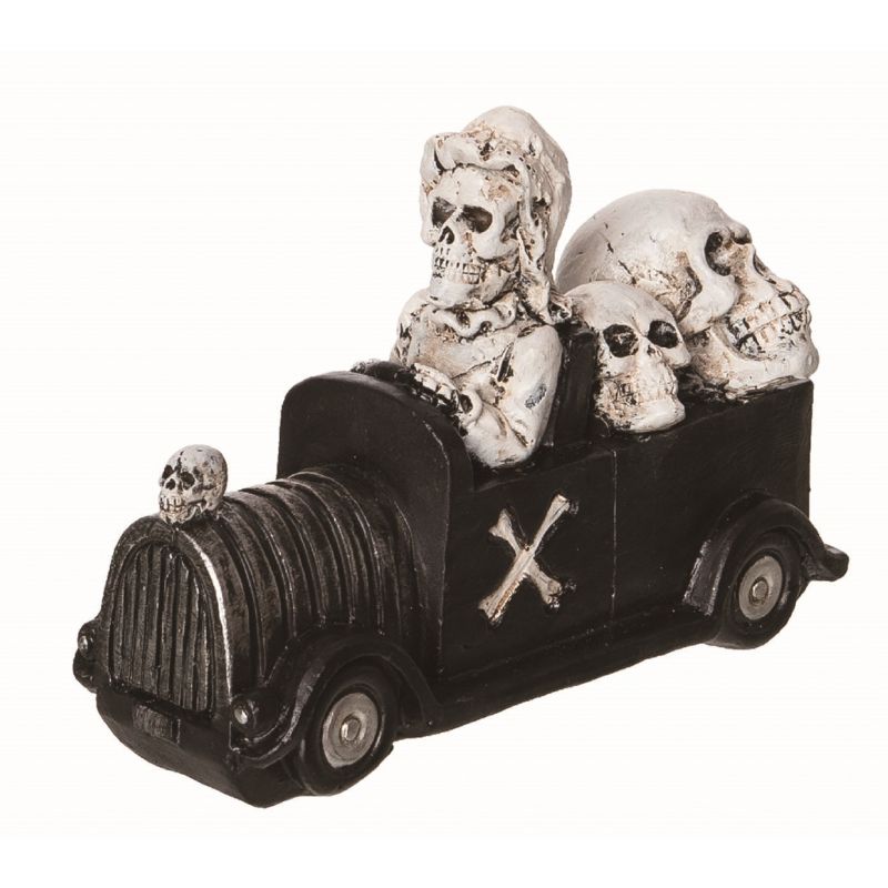 Transpac Resin Black Halloween Skeleton Driver Figurine, 1 of 2